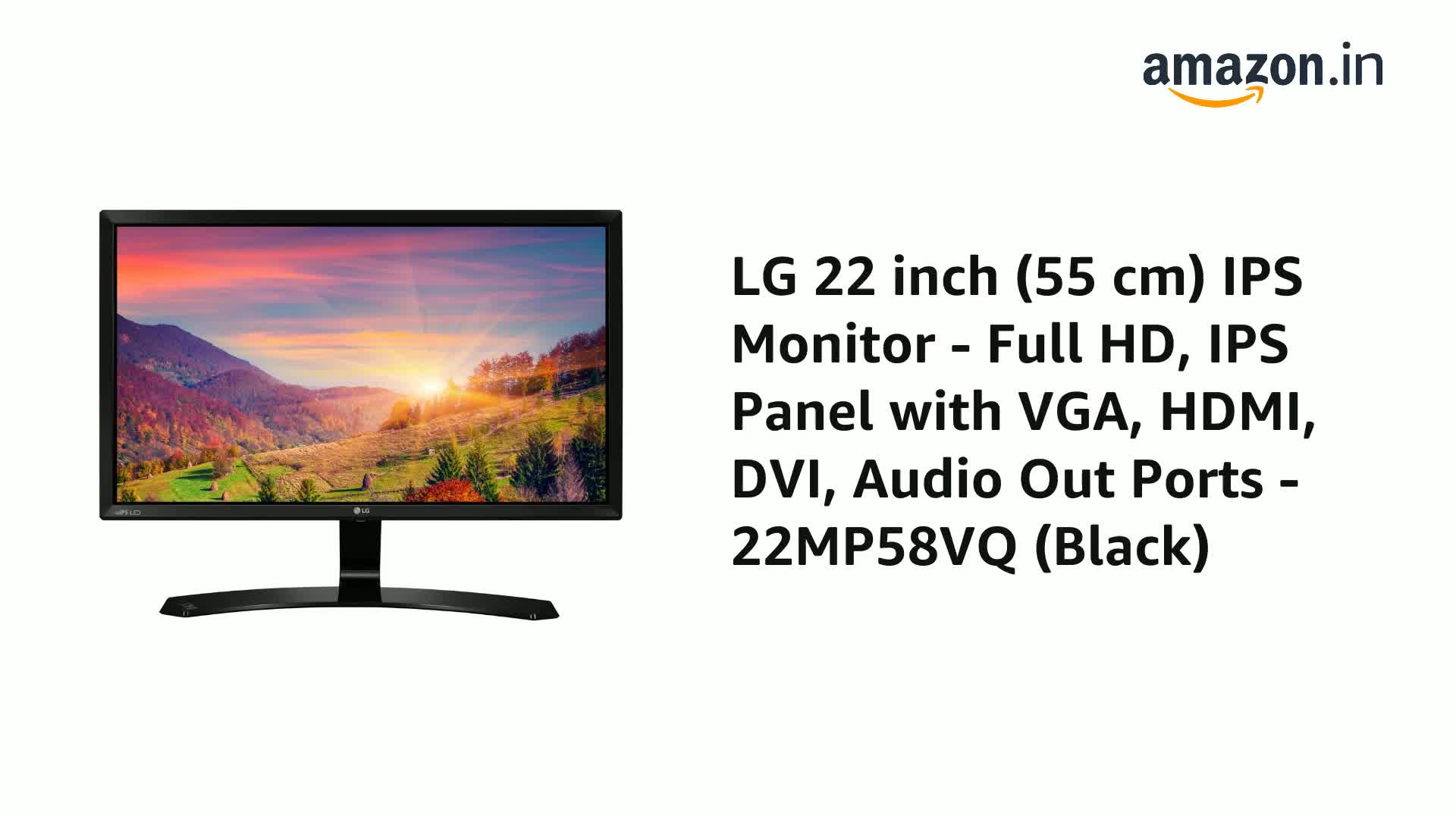 LG 22 inch (55 cm) IPS Monitor - Full HD, IPS Panel with VGA, HDMI