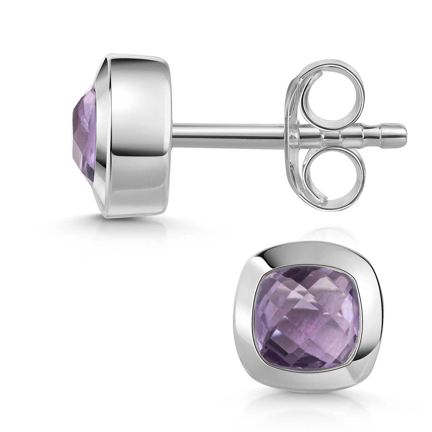 Kleine Edelstein Ohrstecker Silber 925 Ohrringe für Damen eckig SO-340