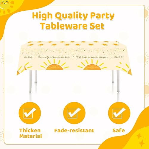 Miniatura 4 de KORHONEN 3 manteles bohemios para fiesta de cumpleaños con el sol, decoraciones de primer viaje alrededor del sol, manteles temáticos de sol para