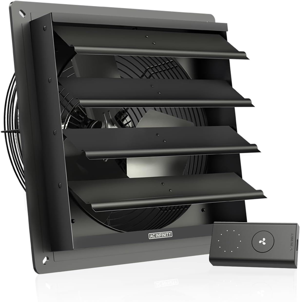 AIRLIFT S12, Shutter Exhaust Fan 12” with 10-Speed Controller, EC Motor - Wall Mount Ventilation and Cooling for Sheds, Attics, Workshops, and Greenhouses