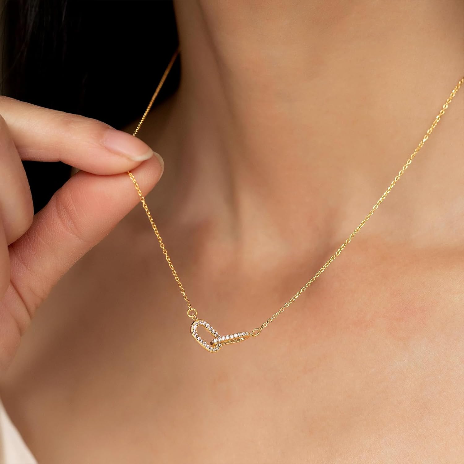 Zeffy Diamond Necklaces for Women, Dainty Gold Necklace 18k Gold Plated Layered Necklaces Simple Gold CZ Diamond Pendant Necklaces for Women Trendy Jewelry Gifts for Girls - Image 3