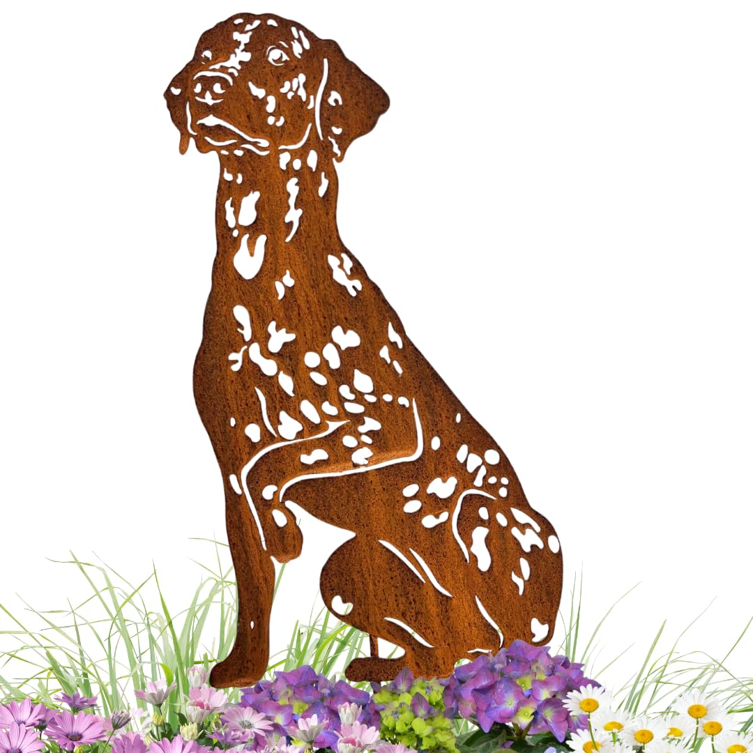 Jack Russell Metallfigur, Ca. 50 Cm Hoch – Gartenstecker Mit Rostoptik, Ideal Als Deko Für Beet Oder Rasen