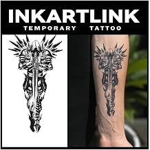 INKARTLINK Tattoo Tech, 2 Sheets Medium Semi Permanent Tattoo, Adult Art Design Temporary Tattoos, Lasts 1-2 Weeks, Waterproof, Realistic Look, No Reflection Island Wave