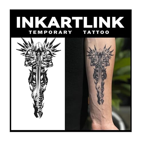 Miniatura 19 de INKARTLINK Tattoo Tech, 2 hojas de tatuaje semipermanente mediano, tatuajes temporales de diseño artístico para adultos, dura 1-2 semanas, Laurel -