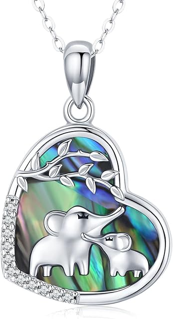 Odinstone Tree of Life Elephant/Sloth Necklace for Women Girls, 925 Sterling Silver Animal Heart Necklace Pendant, Original Design, Cubic Zirconia Jewellery Gifts for Mum Daughter Friends