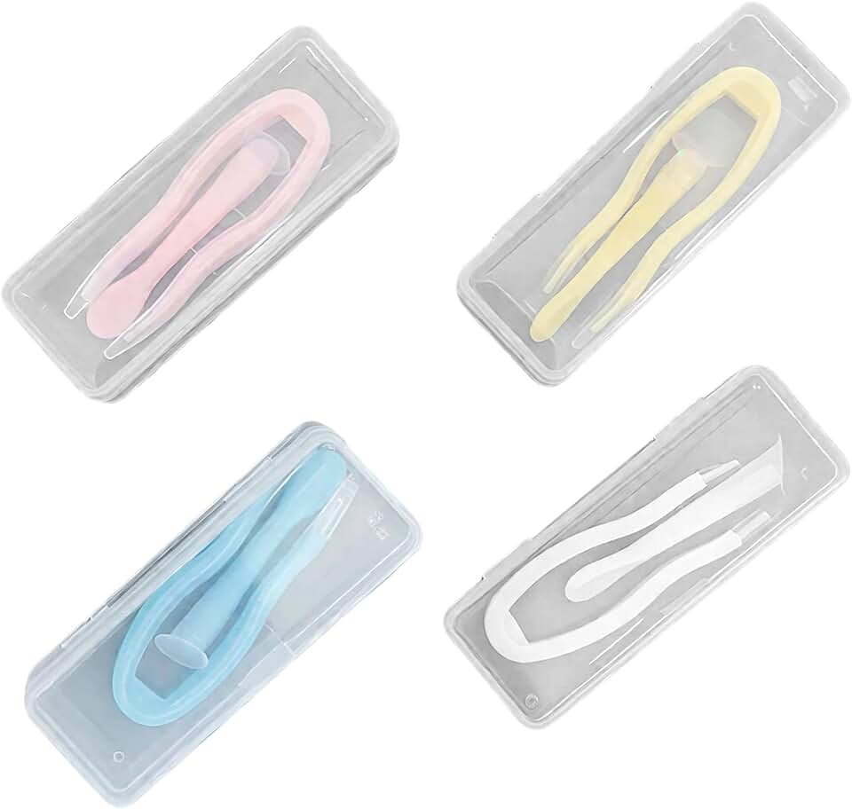Conjunto de ferramentas de remoção e inserção de lentes de contato com estojo, pinças de ponta macia para lentes de contato macias/rígidas, kit de viagem para iniciantes e estudantes