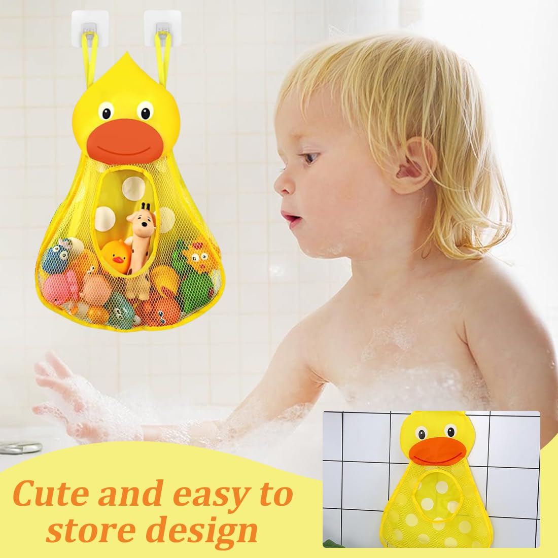 Organizador de Juguete de Baño, Almacenamiento de Juguete de Cuarto de Baño, Bolsa Juguetes Bañera Bolsa de Almacenamiento Soporte con Ventosa