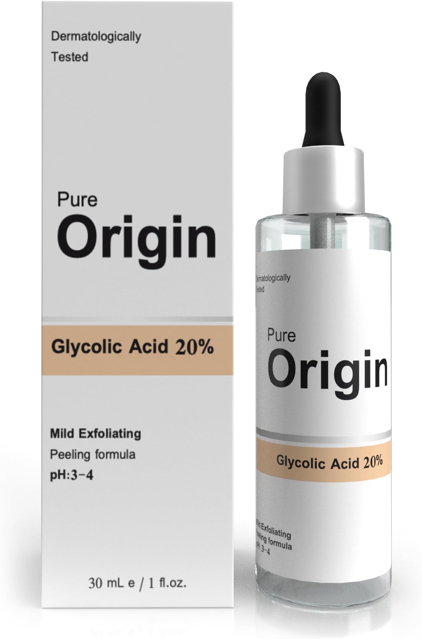 Glycolic Acid 20% Face Serum | Exfoliates & Renews The Skin | Recommended for Brighter Even Tone Skin | Eco-Friendly | Clinically Validated | 30Ml