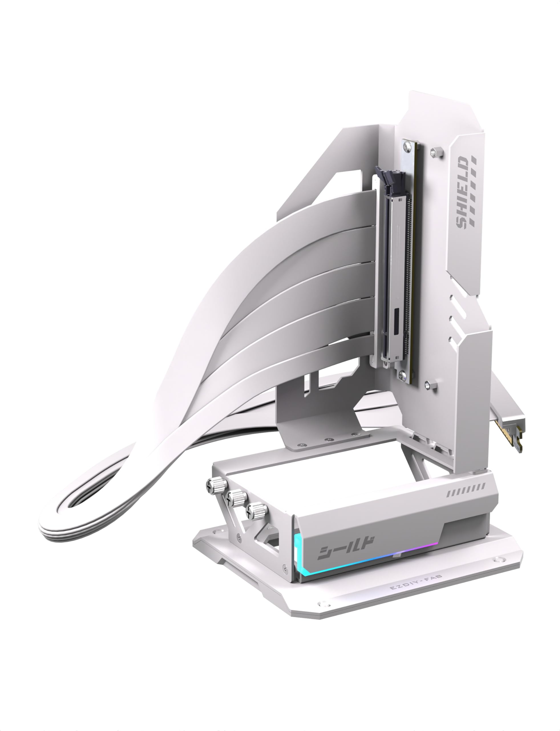 Photo 1 of EZDIY-FAB Shield ARGB Upright GPU Mount with PCIe 5.0 Riser Cable, Vertical GPU Bracket Support RTX 50 Series, 20 Degree Adjustable Angle, Magnetic & Fan-Slot Installation, 5V ARGB Sync – White 600mm