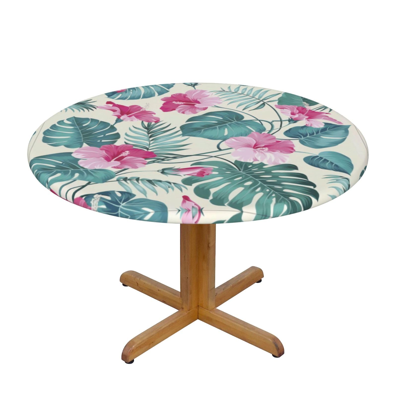 ZQYTGFDC palm tree leaf M Decorative Round Tablecloth Waterproof Anti Stain Oil Proof Size for 40 50 inch