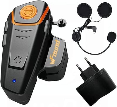vFound BT-S2 Auricolare Bluetooth 1000m moto di una nuova generazione di cuffie auricolari Bluetooth universale impermeabile Walkie 2 o 3 LED e radio FM audio, vivavoce GPS(1 Pezzo)