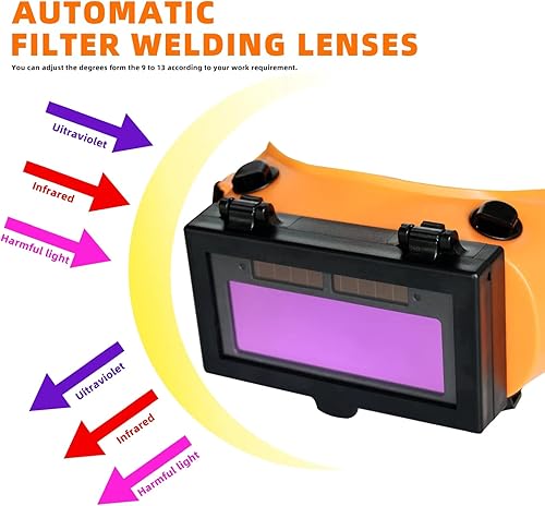 Miniatura 4 de Gafas de soldadura con oscurecimiento automático con lente abatible, gafas de soldador solar, máscara de ojos de soldadura con 2 sensores para