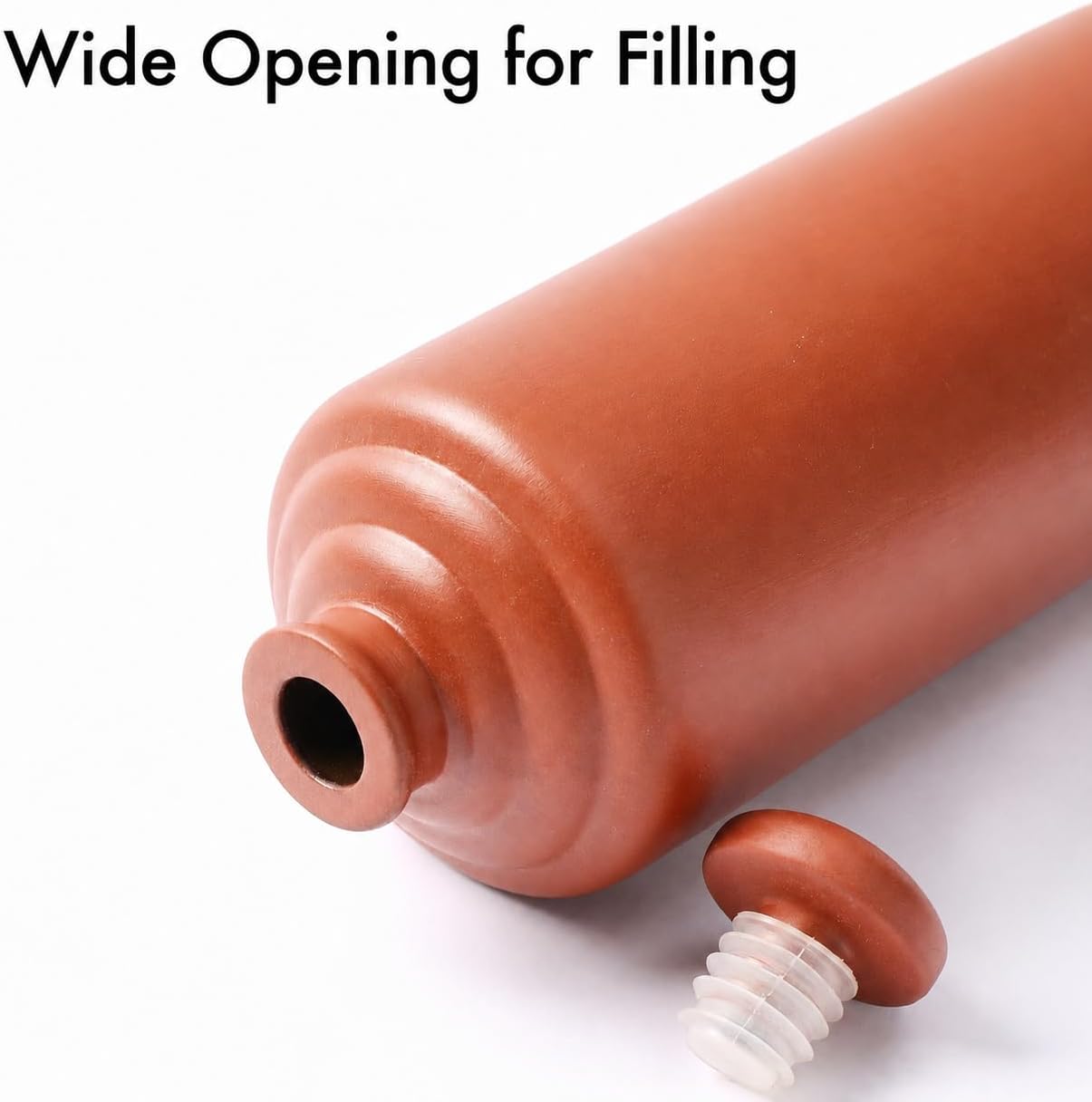 Clay Water Bottle – Terracotta Drink Bottle With Lid, 500ml Earthen Drinking Bottle for Home, Desk and Bedside, Small Rustic Water Vessel for Kitchen Use