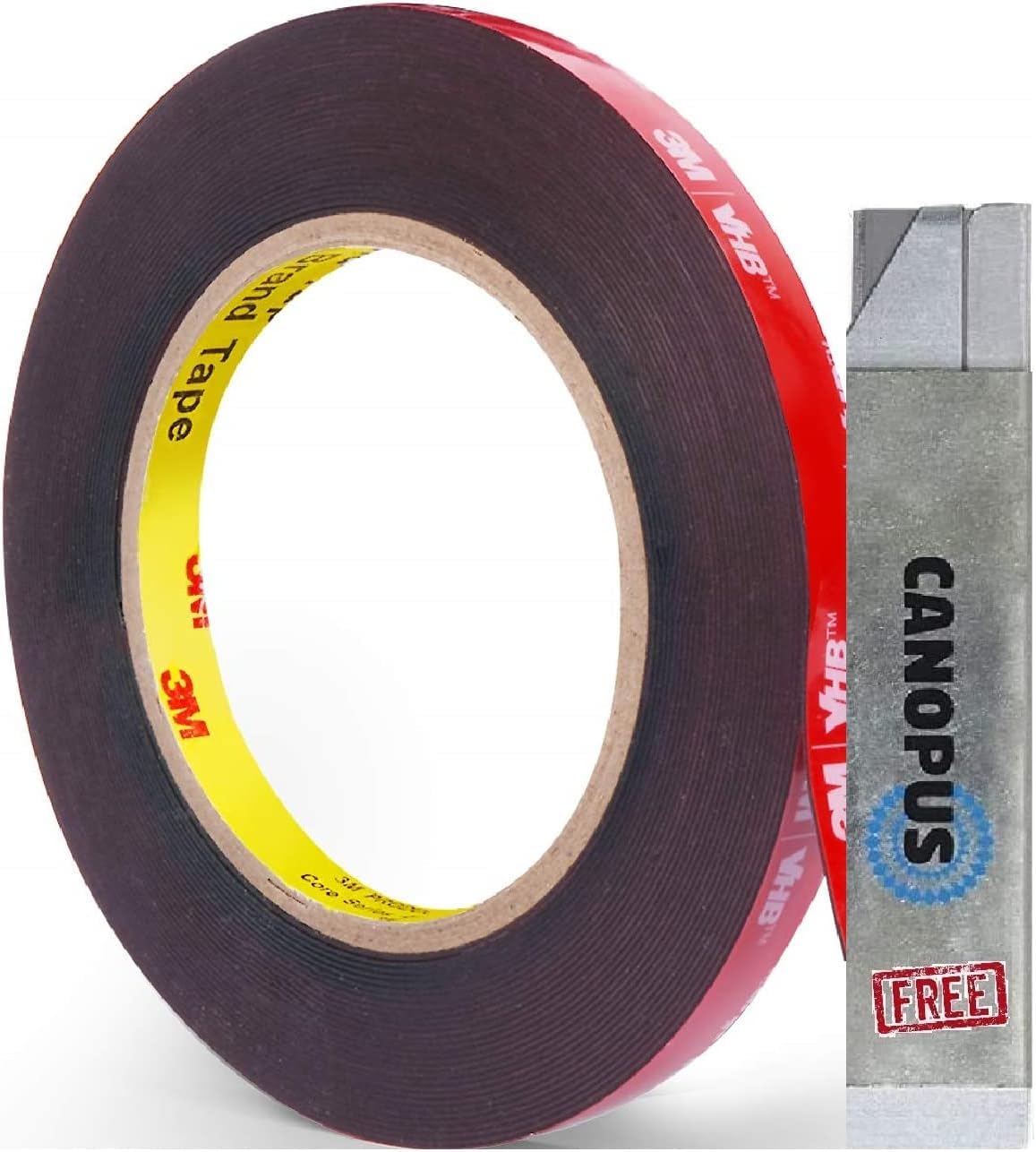 CANOPUS Professional Double Sided Tape Extra Strong Waterproof 5952 (6.35mm X 3m) Car Heavy Duty Adhesive Mounting Tape For LED Strips Home Decoration Black - View #4