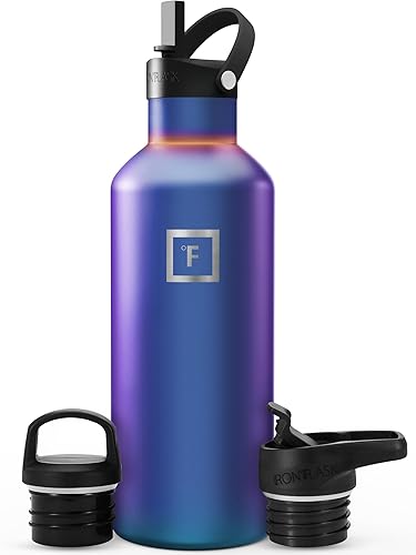 Miniatura 30 de IRON °FLASK Frasco de hidratación para acampar y senderismo con pajilla, botella de agua deportiva de acero inoxidable con aislamiento de boca Dark