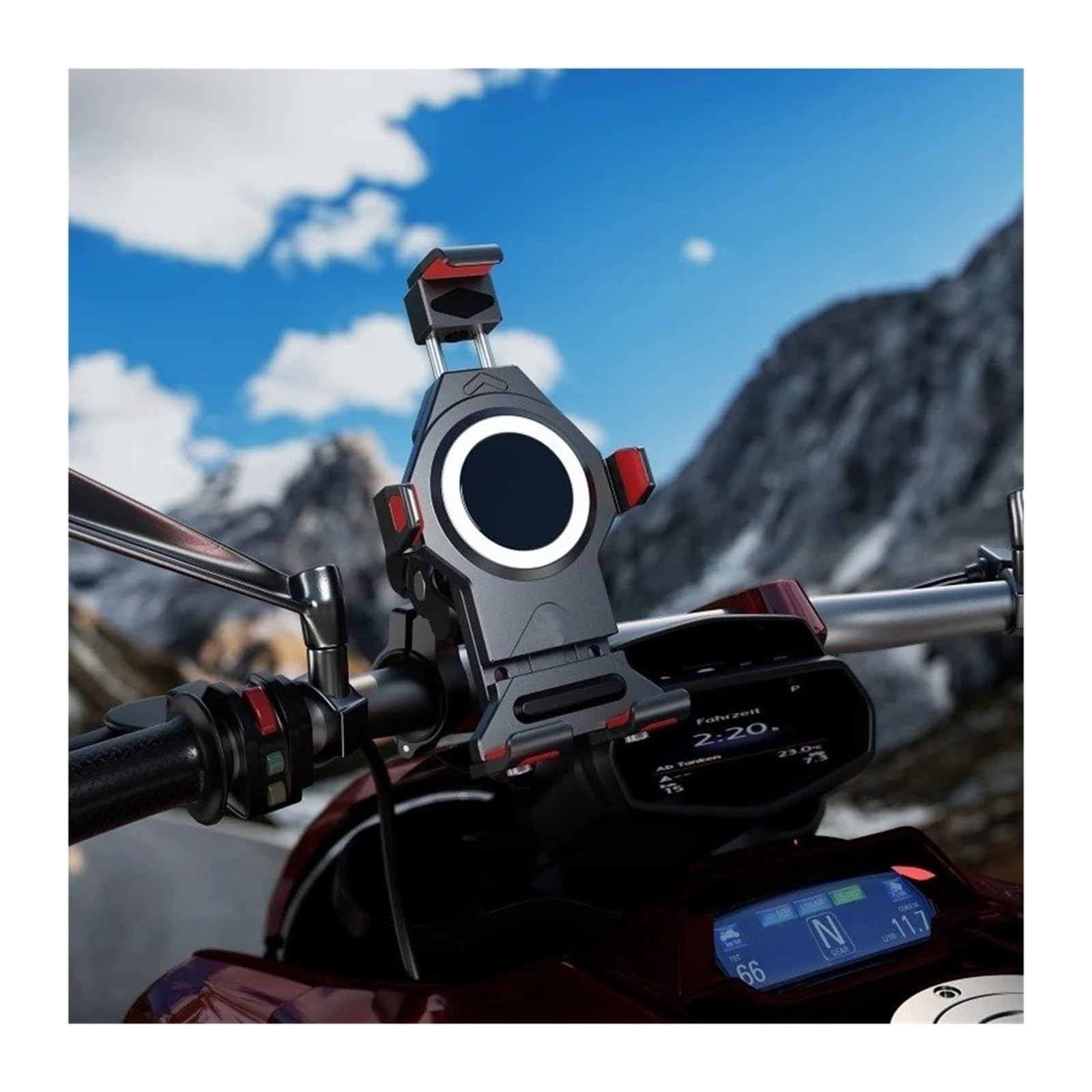 Manillar USB para Motocicleta GPS Navegación Soporte Impermeable Teléfono Metal Óxido Anticorrosión Prueba Golpes Desprendimiento Motocicleta(Plata)