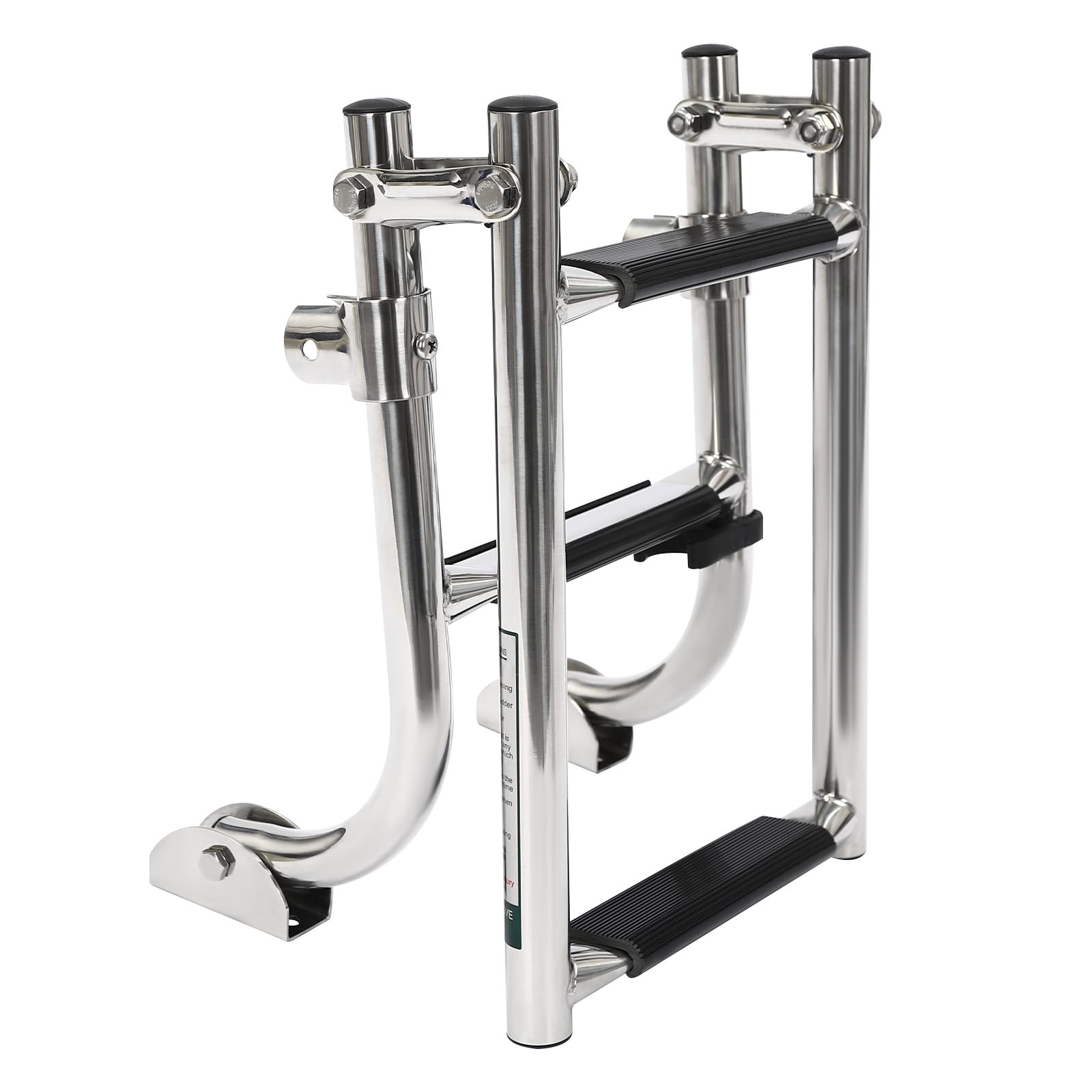 JXYQ 3 Step Folding Ladder, Stainless Steel Folding Boat Ladder, Marine Foldable Stainless Steel Ladder 2+1 Step, Folding Boarding Ladder for Boat Yacht Ship, Load Bearing 350LBS, Polish Silver