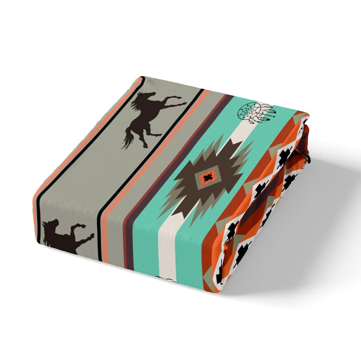 Beddengoedset met boho-koeienhuid, hooglandkoe, Azteekse dekbedovertrek voor kinderen, jongens, meisjes, westerse boho dekbedovertrek met koeienbont print, spreihoes, westerse boerderij, dierenhuid
