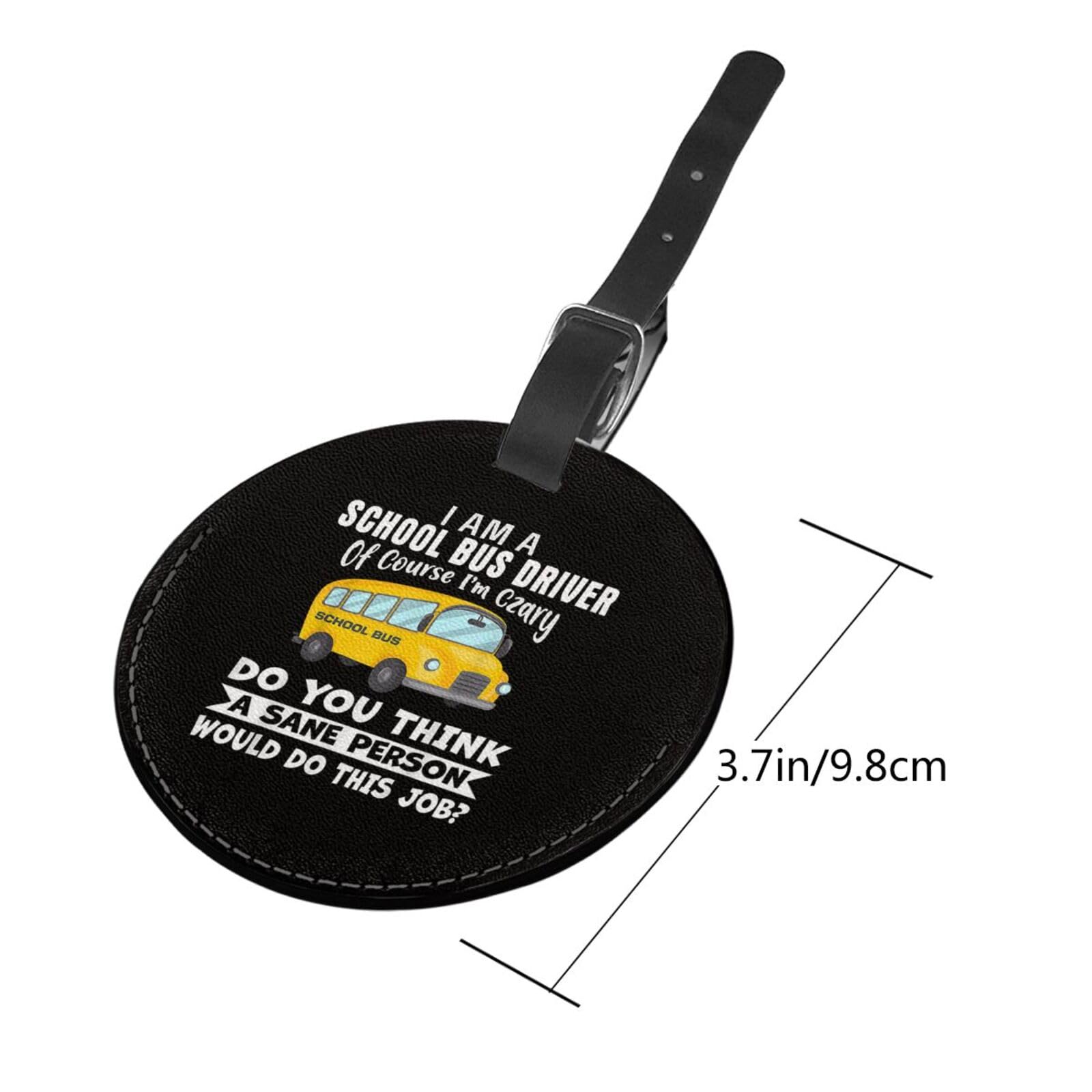 School Bus Driver ID Badge Holder - 'Of Course I'm Crazy' Leather Badge With Lanyard