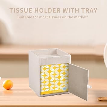 Tissue Box Cover,PU Leather Square Tissue Box Holder with Storage Tray for Bathroom Vanity Countertop Night Stands Bedroom Office Desk,Stylish Kleenex Box Holder Decorative Organizer (Beige)