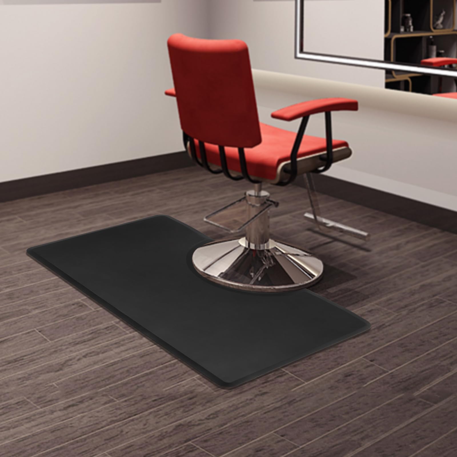 Alfombra de salón de 3 x 5 pies, antifatiga, para barbería, salón, barbería, estación de barbero, antideslizante, resistente al agua, talón resistente (cuadrada)