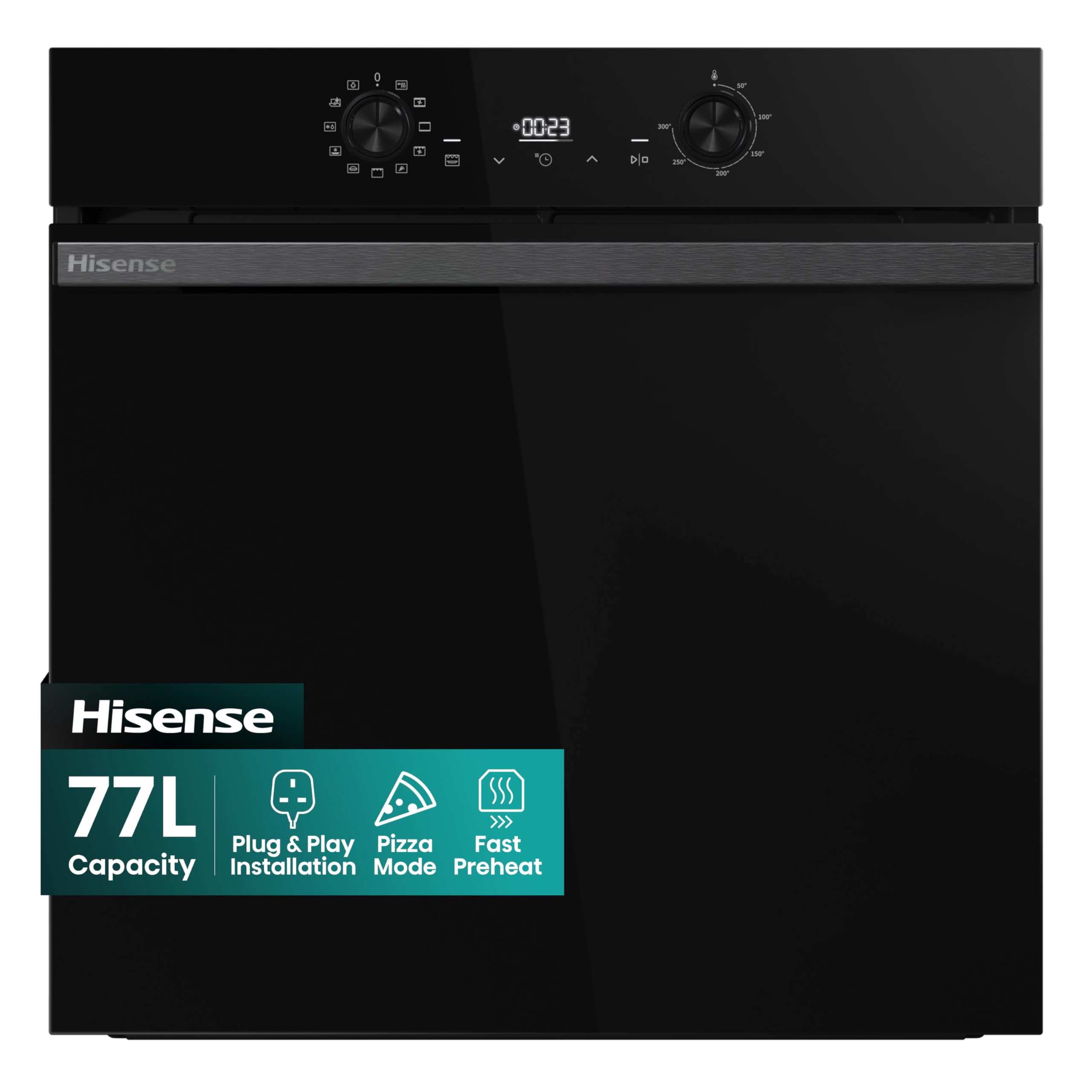 Hisense Hi2 Bi622Abpguk Built In Electric Single Steam, Plug & Play Oven - Jet Black