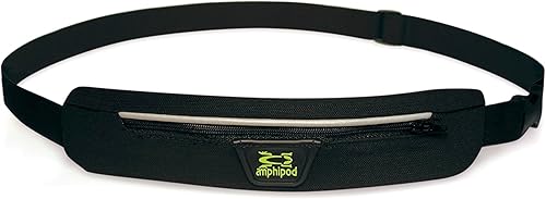Amphipod AirFlow - Cinturón microelástico, ultraligero minimalista para corredores, para correr, hombres y mujeres, color negroplateado, talla L