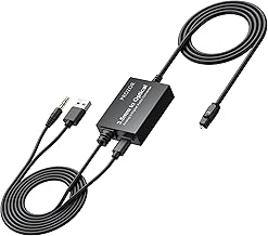 PROZOR Analog to Digital Audio Converter - 3.5mm to Optical Converter Cable Analogue 3.5mm Signals Into Toslink SPDIF Optical Digital Signals for Computers Laptops Projector to Soundbar
