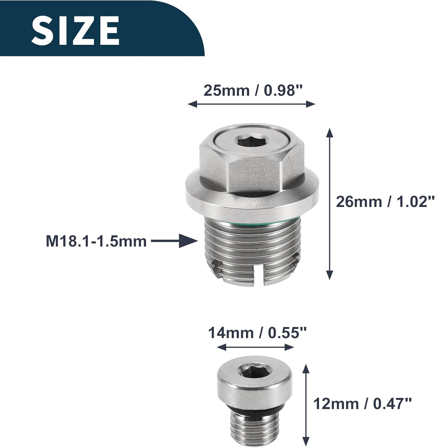 for Car Motorcycle Boat Oil Drain Plug Anti Leakage Engine Oil Pan Drain Bolt Screw Thread Repair Silver Tone with Gasket Copper M18.1-1.5mm