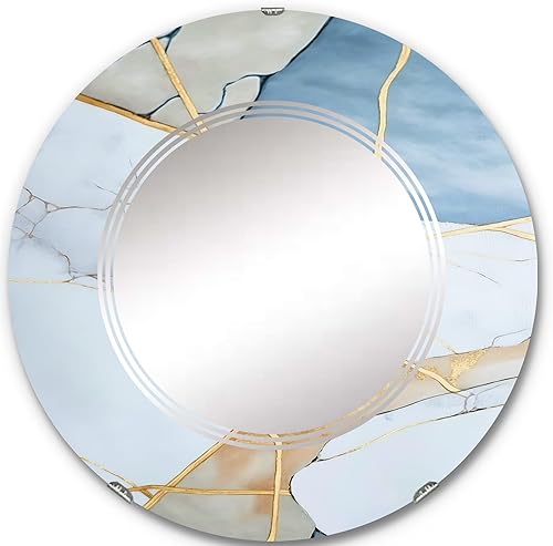 DesignQ Abstract Geode White I - Espejo de tocador, espejos de baño, espejos de pared para sala de estar, dormitorio, espejo redondo, grande, 24 x