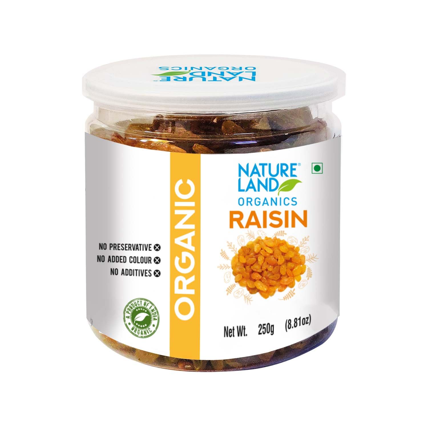 Natureland Organics Raisins Jar, 250 g