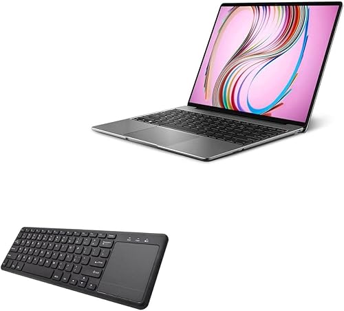 BoxWave Teclado compatible con Chuwi GemiBook - Teclado MediaOne con TouchPad, teclado USB de tamaño completo PC TrackPad inalámbrico - Negro