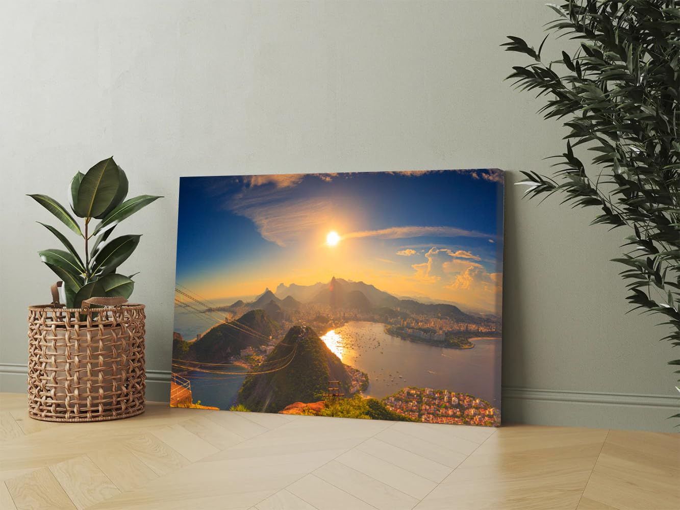 GADGETS WRAP Canvas Gallery Wrap Framed for Home Office Studio Living Room Decoration (17x11inch) - Copacabana Beach & Mountains Scenery