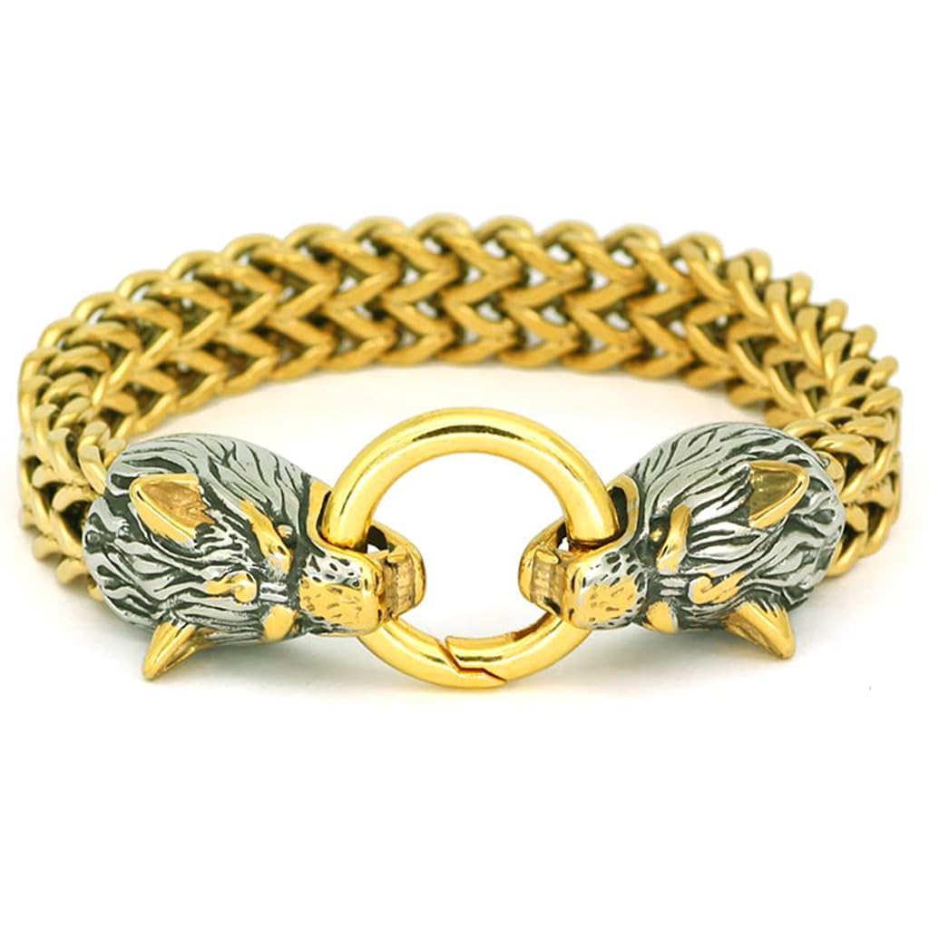 Mannen Viking Wolf Paracord Armband - Norse Roestvrij Staal Keltische