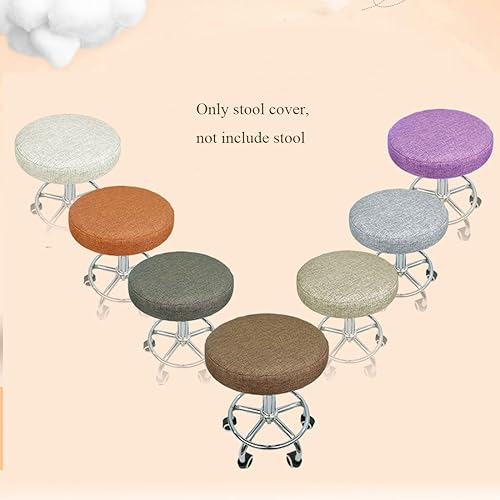 Miniatura 6 de Funda de taburete redonda de 16 pulgadas en lino con fundas de asiento redondas antideslizantes elásticas para taburete de bar #1