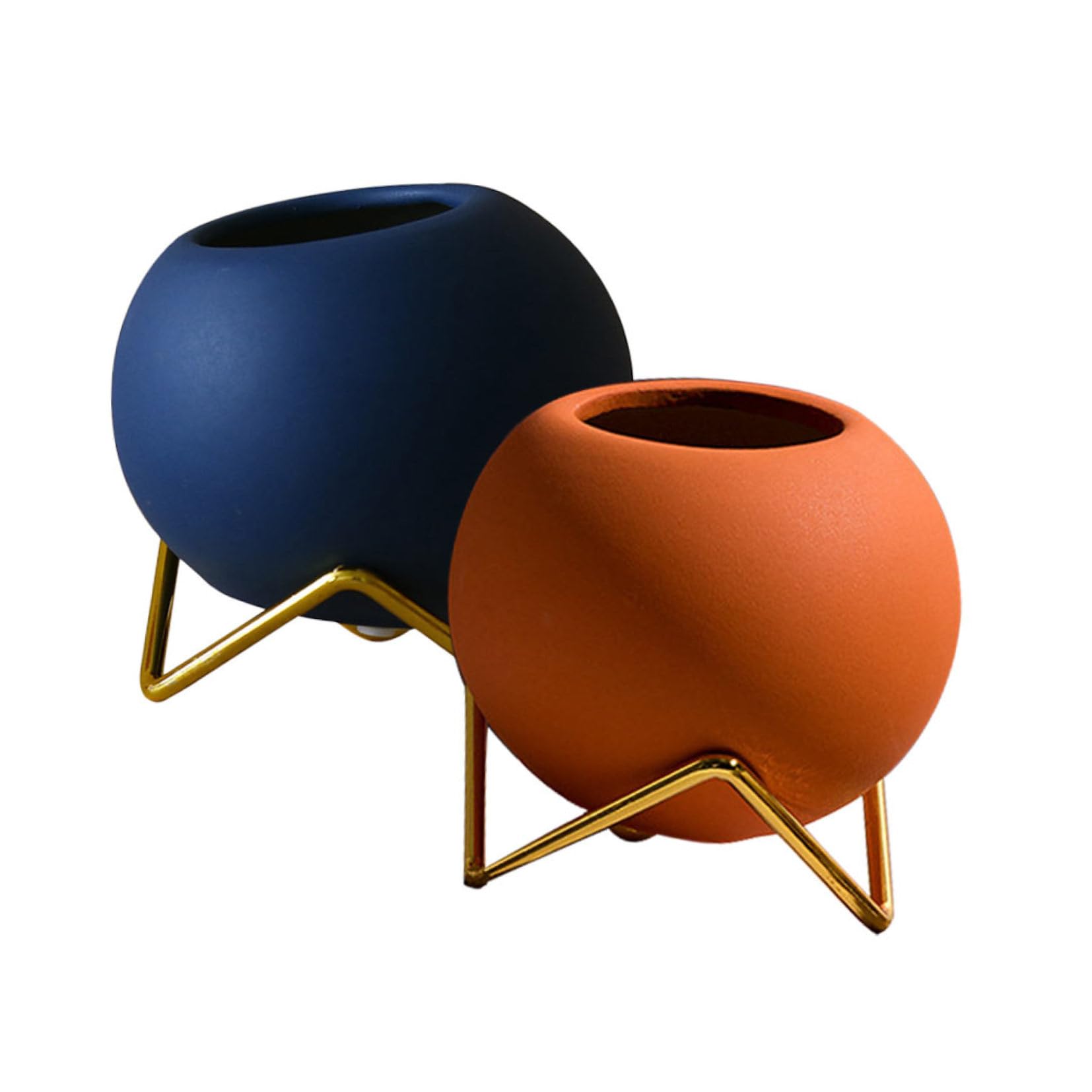 Vase en céramique bleu et orange pour sublimer la table de votre salon