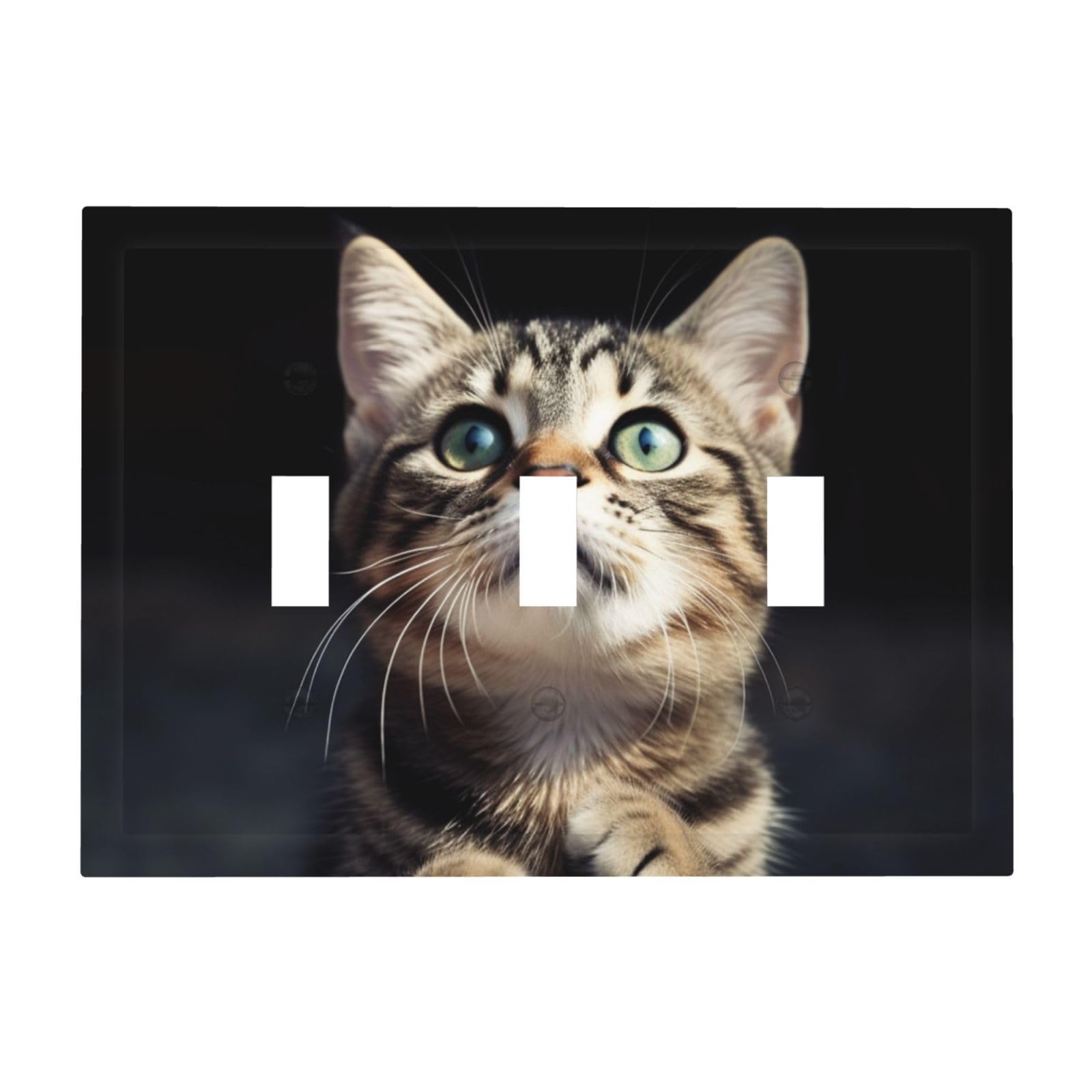Kloph Cat Decorator Light Switch Covers Wall Plate 3-Gang Mid Size 6.7" X 4.8" Triple Toggle Switch Wallplate Decorative 3 Gang Wall Switch Plate Covers Polycarbonate Thermoplastic