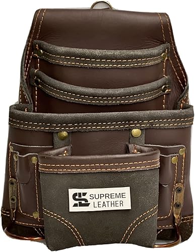 Bolsa de herramientas de cuero para construcción, bolsas de herramientas perfectas para carpinteros, electricistas, paneles de yeso, trabajo de