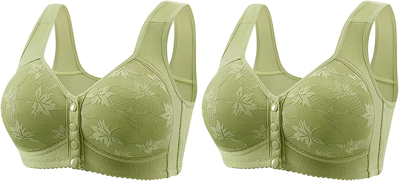 Generic2 PC Daisy Bras for Older Women No Underwire Front Closure Bras Comfort Push Up Bra Plus Size Front Button Bra