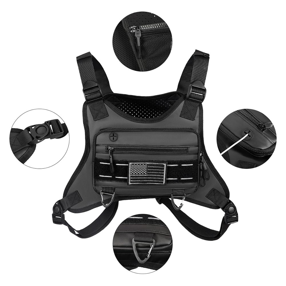 Sac de Poitrine de Sport Respirant, résistant à l'eau, Sac de Gilet de Course Avant réfléchissant pour Hommes,Sac de Gilet de Course Avant
