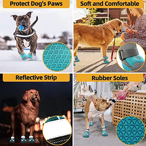 Image of PETANGEL Dog Shoes for Hardwood Floor | Breathable Dustproof Dog Boots | Dog Booties with Reflective Anti-Slip Sole | Outdoor Paw Protectors with Rubber Soles for Hiking and Running (Size: 3)