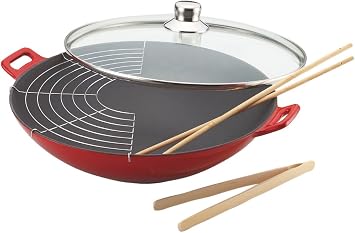 Baumalu 382872 Wok Cast Iron 36 cm Colour Gradient Red