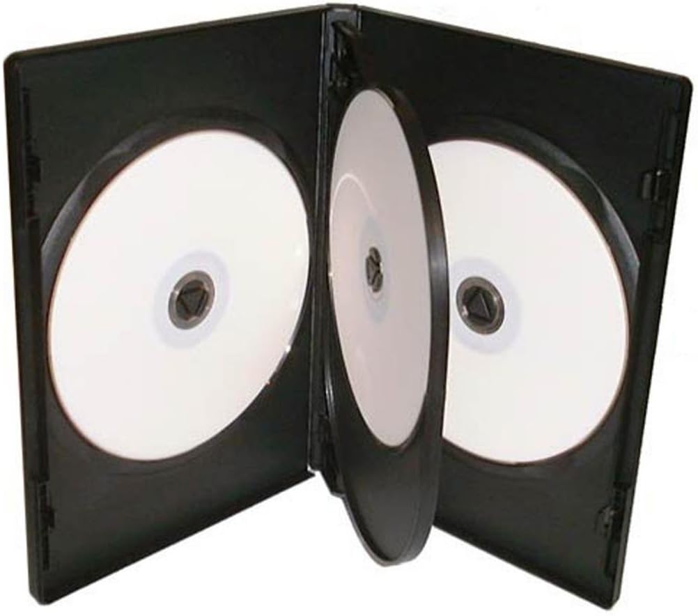 10 X CD DVD/BLU RAY 14mm Black DVD 4 Way Case for 4 Disc - Pack of 10