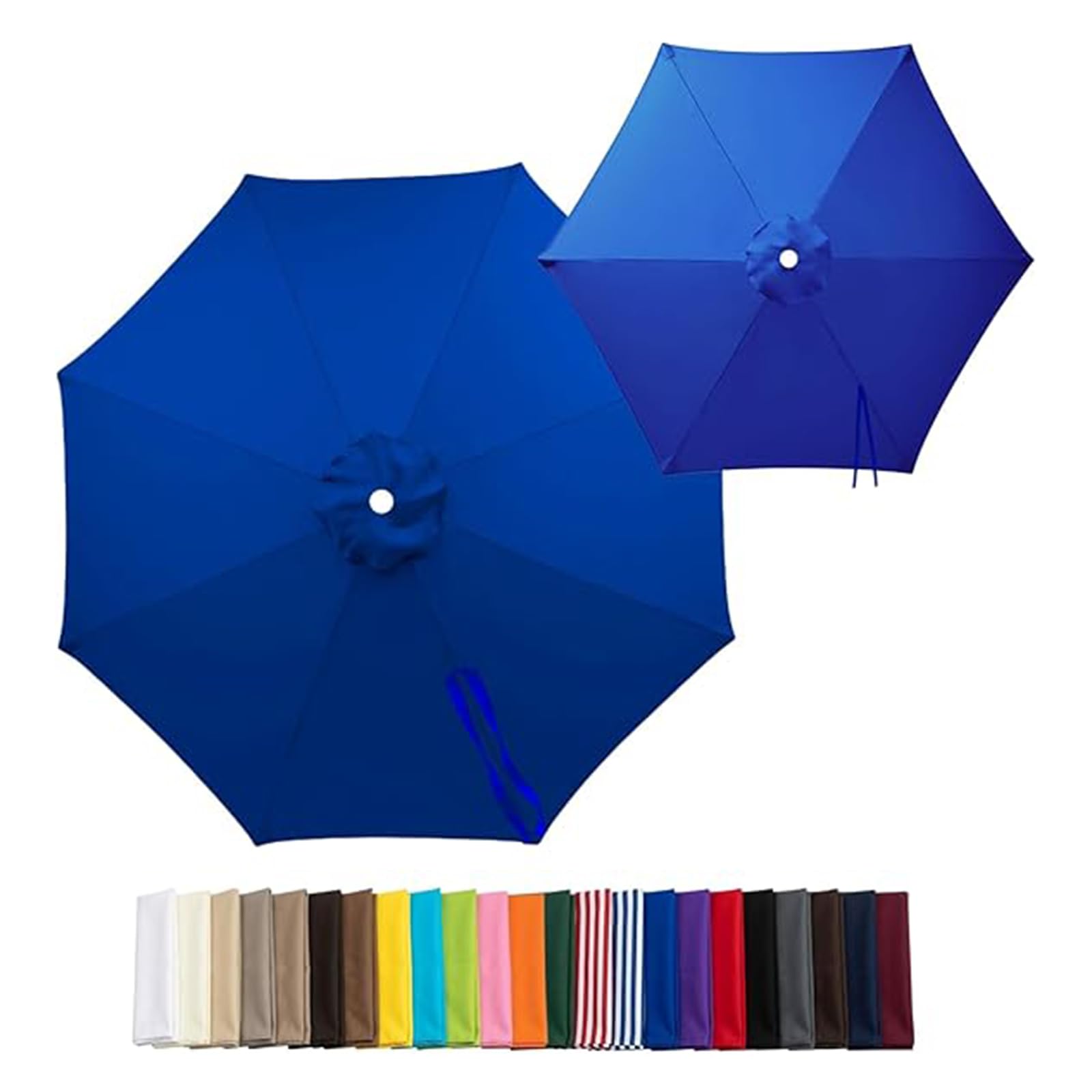 Toile de rechange parasol 3m tissu imperméable anti-UV bleu 8 baleines
