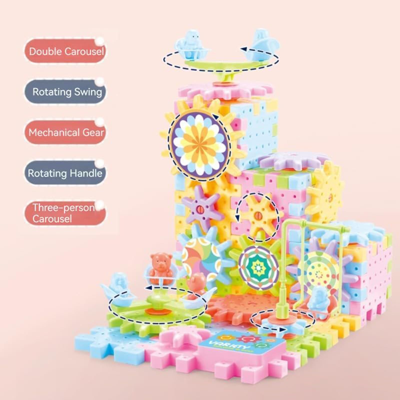 Giocattoli per Ingranaggi per Bambini - Giocattoli educativi con Ingranaggi rotanti - Puzzle Fai-da-Te riutilizzabili di Ingranaggi didattici ad Incastro per Bambini dai 3 Anni