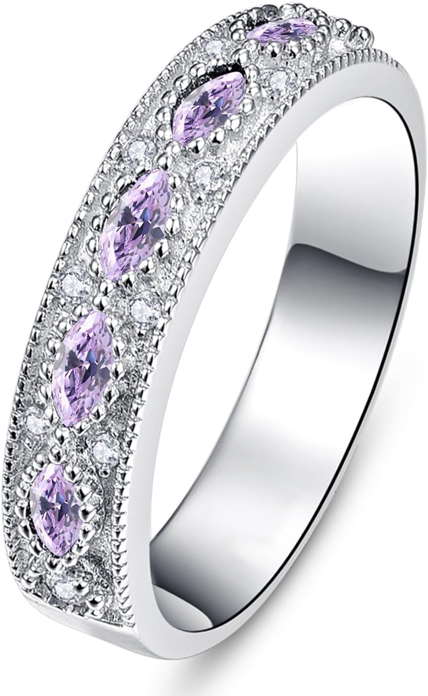 Yaresul 3.5ct Round Cut Cubic Zirconia Wedding Sets for Women with Created Blue Sapphire Women's Bridal Rings Sets White Gold Plated Blue Engagement Ring for Grandma, Mother, Gift for Her Size 5-10