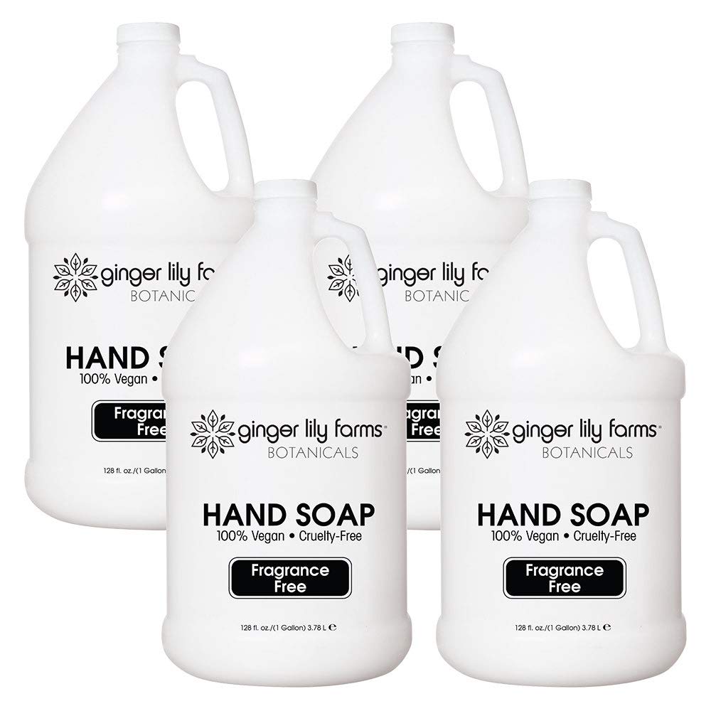 Ginger Lily Farms Botanicals All-Purpose Natural Fragrance-Free Hand Soap, Liquid Hand Soap Refill, 128 Ounces, 1 Gallon (Case of 4)