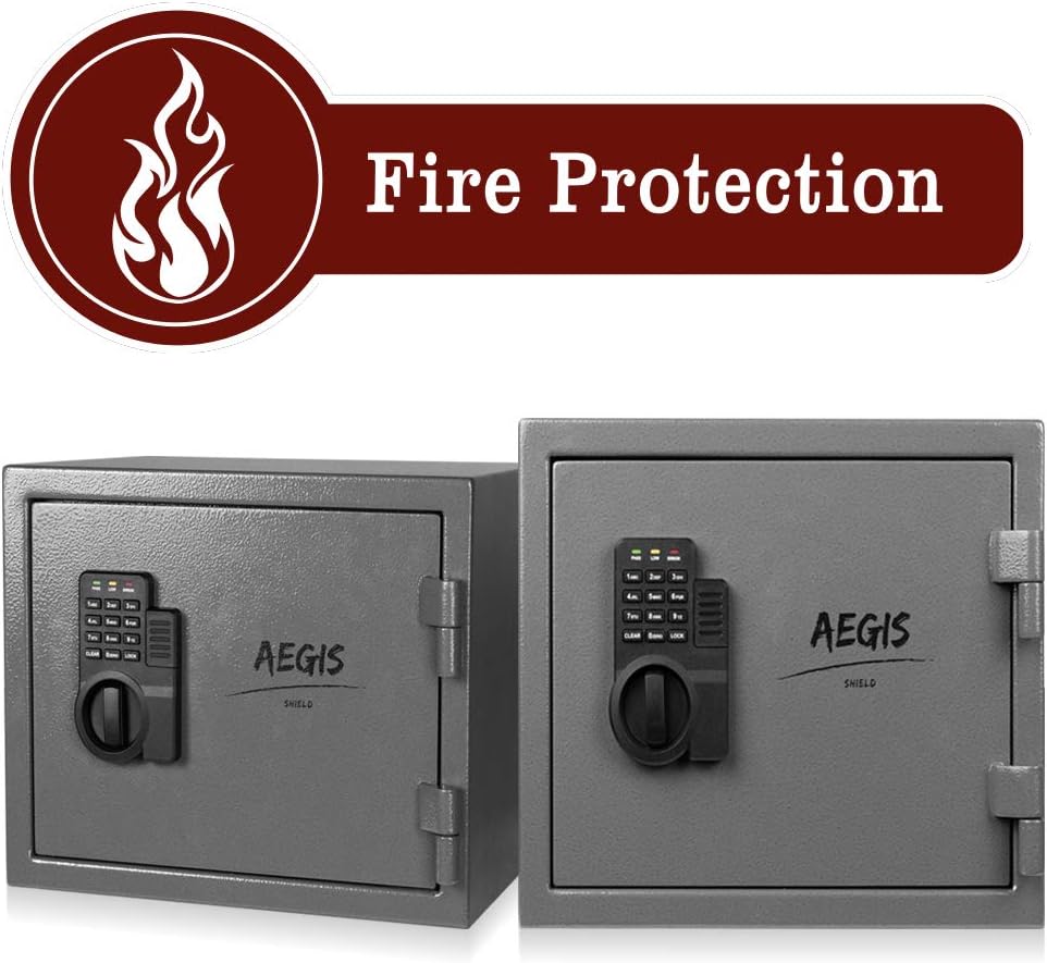 AEGIS 1.04 cu.ft Security Safe Cabinet Electronic Safe Box Lock Box Fireproof Home Safe for Hotel Office Money Cash Jewelry,Battery and Keys Included - - 