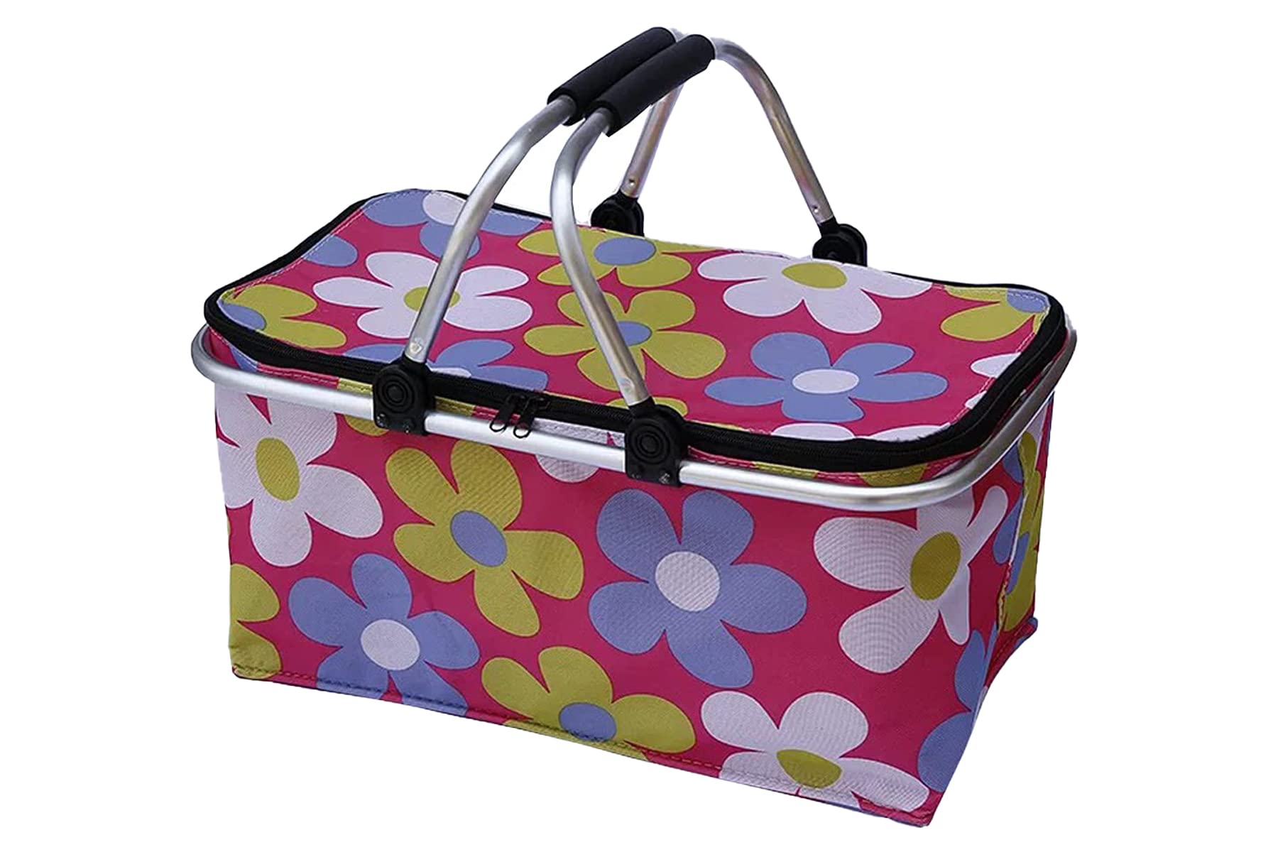 VelKro Outdoor Insulated Folding Picnic Basket Cooler with Handles Shopping Bag - (Multi -Color) (B076H5PLSY) Amazon Price History, Amazon Price Tracker