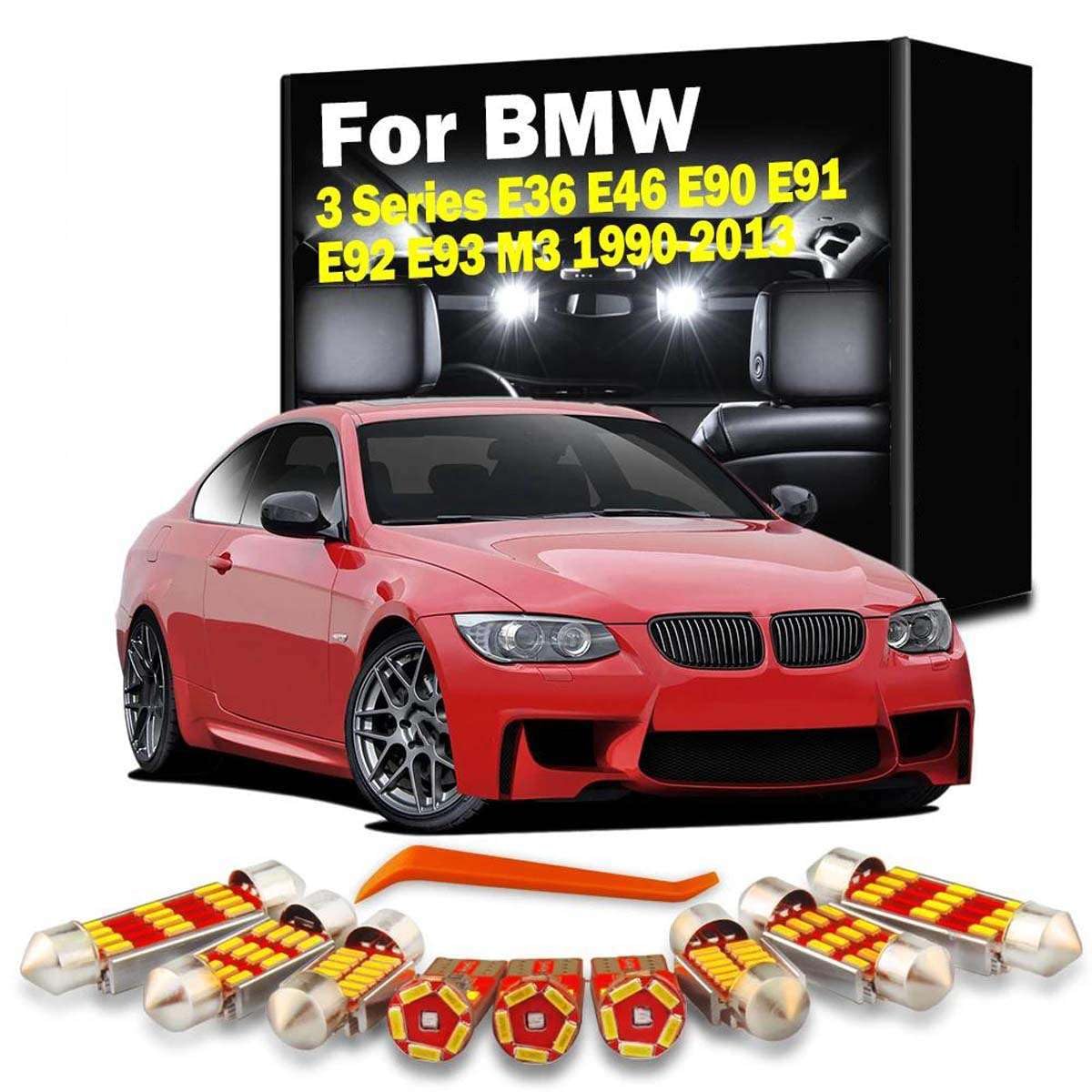 Kit luces LED habitáculo coche para BMW Serie 3 E36 E46 E90 E91 E92 E93 accesorios 7